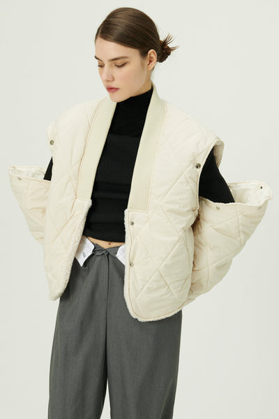 STORETS.us Eileen Quilted Sherpa Coat w/Detachable Sleeve