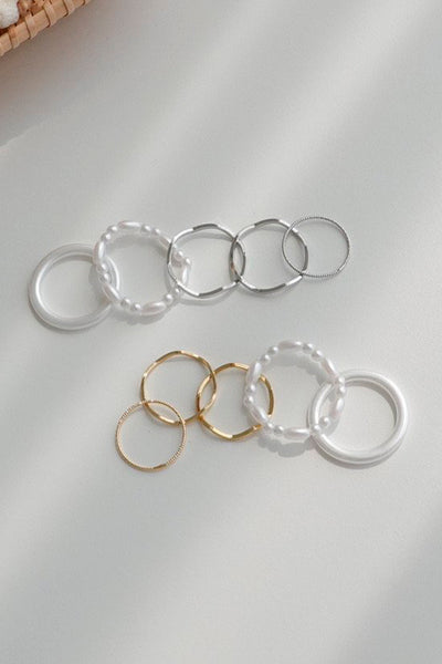 STORETS.us Faux Pearl Wavy Ring Set