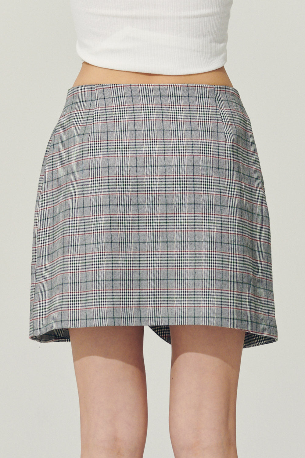 STORETS.us Re:born Eva Tulip Wrap Mini Plaid Skirt