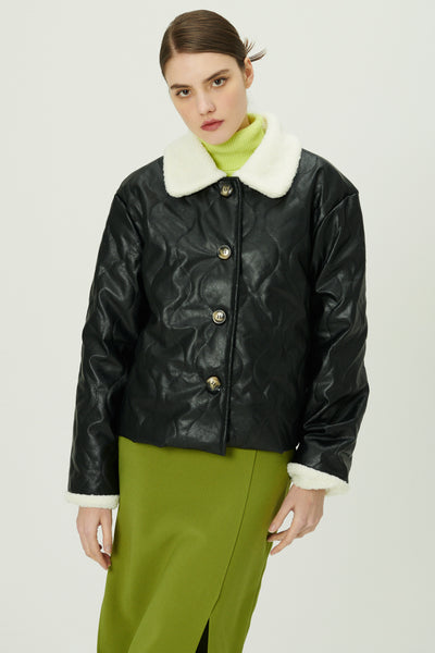 STORETS.us Luna Shearling Pleather Quilted Coat