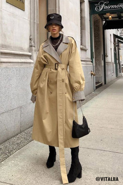 STORETS.us Nicole Check Detail Trench Coat