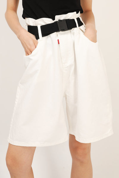 STORETS.us Olive Paperbag Waist Belted Shorts